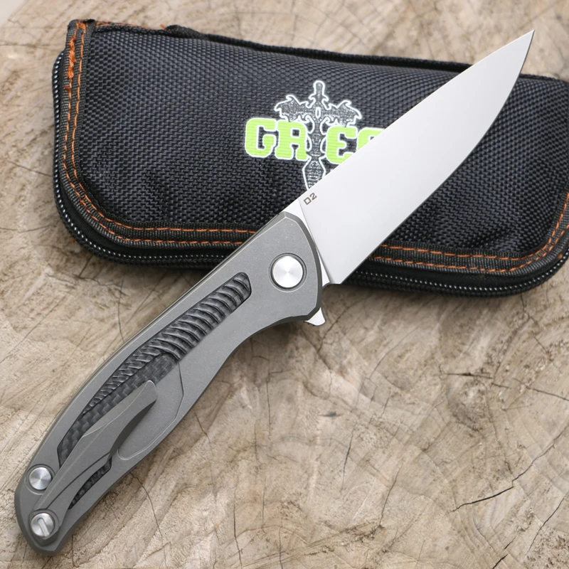 Складной нож Green thorn F95 с подшипником D2 leaf TC4 ручка из титанового сплава карманный