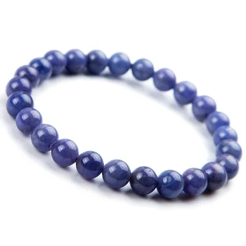 

100% Natural Tanzanite Blue Gemstone Bracelet Round Beads 7mm Stretch Woman Beads Femme Man Crystal Birthday GiftAAAAA