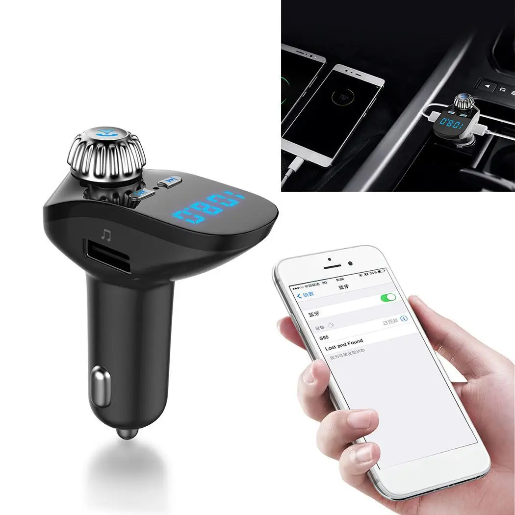 Car FM Transmitter Bluetooth Wireless Handsfree Adapter MP3 45mA DC12V 87.5Hz-108MHz Music 5V 85dB Player | Автомобили и
