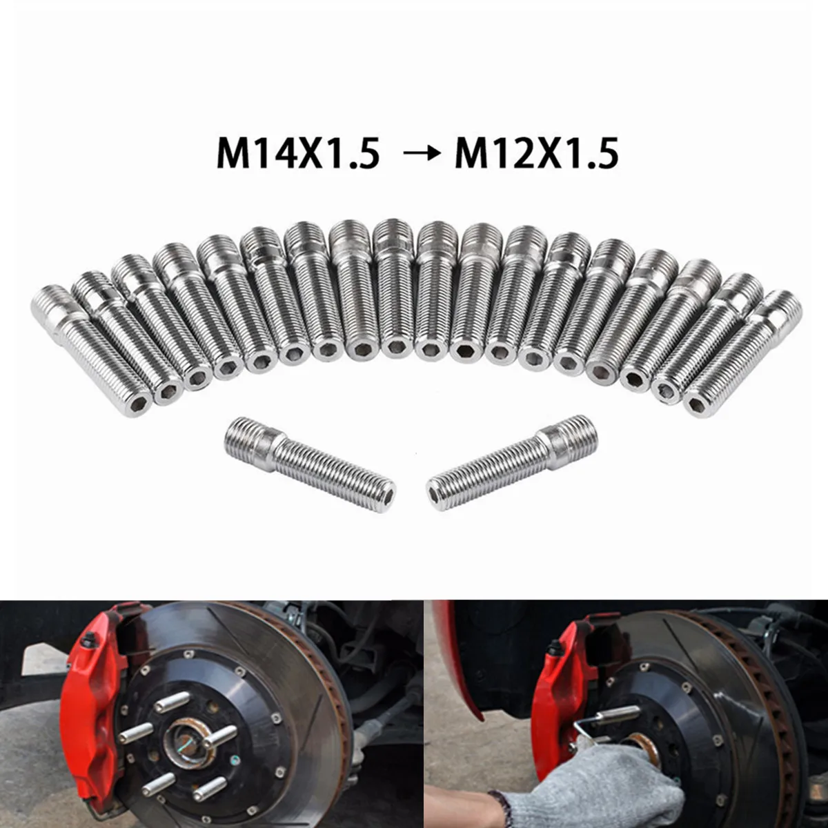 20Pcs Universal Car M14*1.5 M12*1.5 58MM Long Wheel Stud Conversion Kit