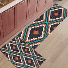 2 шт. кухонные подстилки и коврики Набор Современные ацтекские традиционные узоры черный домашний декор Нескользящая зона бегун входной коврик