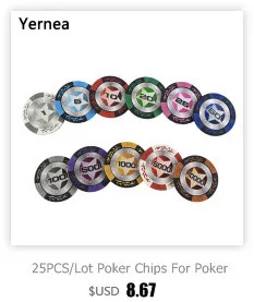 Yernea 25 шт./лот 14 г глина встроенный Железный Техасский Hold'em чип покерные игровые карты чипы баккарат монета баккарат 14 цветов чипы