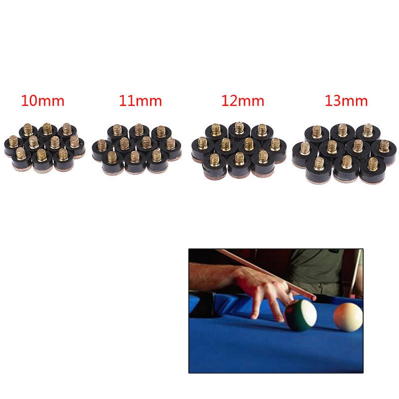 

10 PCS Screw On Cue Tips Snooker Accessories For Billiard Pool Cue Stick Snooker Replacement 10~13mm