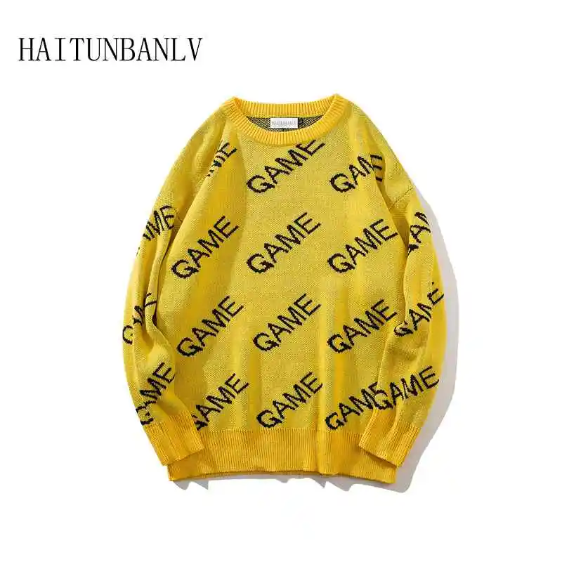 

New Hip Hop Alphabetical sweater Pullover Casual Harajuku Sweater Streetwear Fashion Mens Sweater