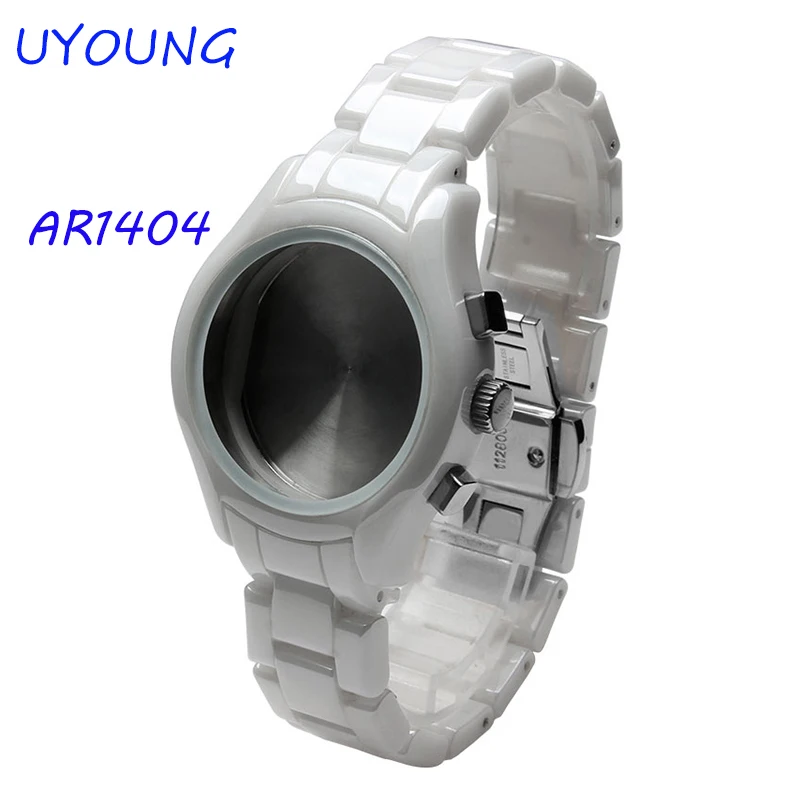 

Wrist watchband 18mm Watch Accessories Black Ceramic Watch Band Strap watch case deployment Watch buckle For AR1404