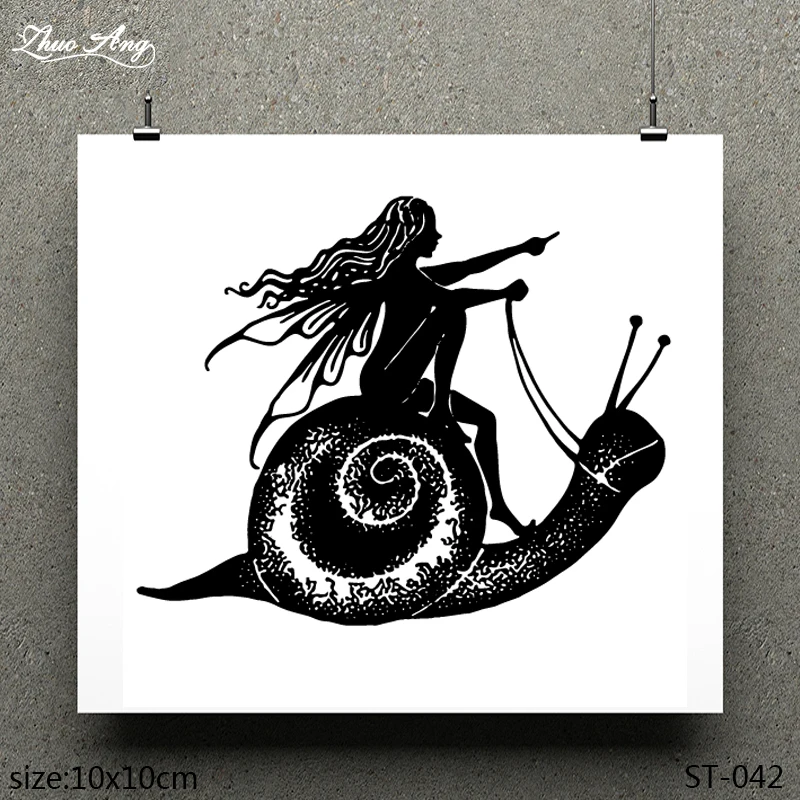 

ZhuoAng Snail on woman pattern design clear stamp / scrapbook rubber stamp / craft clear stamp card / seamless stamp