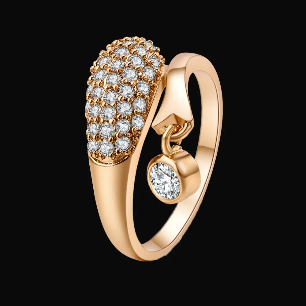 Высокое качество Золотой лаконичный Классический CZ обручальное кольцо Австрийские кристаллы кулон кольцо ювелирные изделия для различных случаев дропшиппинг