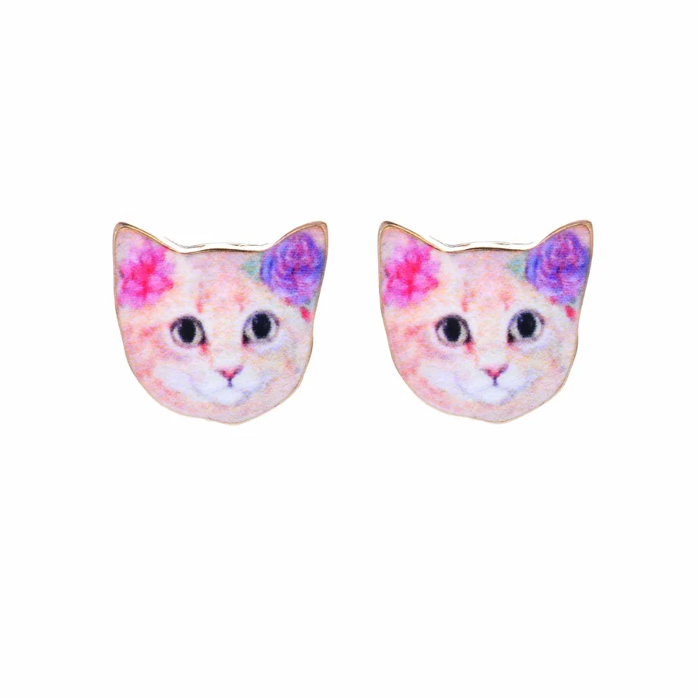 Buy yiustar Pink Haired Cute Cat Stud Earring for