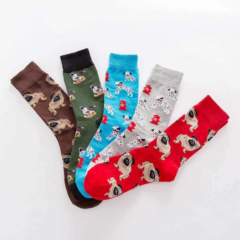 Jhouson/1 пара, цветные мужские чесаные хлопчатобумажные забавные носки, новинка, Повседневные Носки с рисунком собаки, носки для скейтборда, свадебные подарки