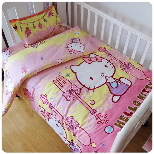 Promotion 3pcs Baby Bedding Set Cotton Curtain Crib Baby Cot Sets