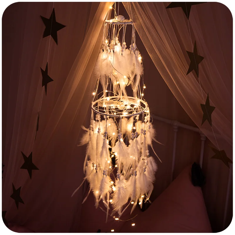 

Hot Sales Girl's Heart Small Things Catch Dream Net Soft Sister Fairy Room Wind Bell Hang Decoration Filter Shop Dream Net Hang