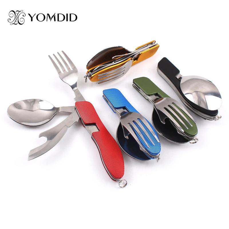 Travel Dinnerware Set Stainless Steel Multi functional Outdoor Camping