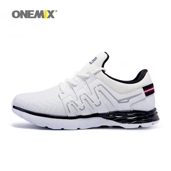 

Onemix men running shoes autumn winter leather shoes reflective male athletic shoes outdoor sport sneakers in white shoes