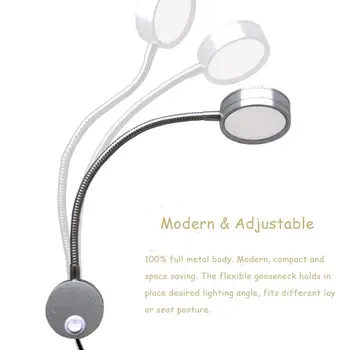 

Warm White LED Wall Light, 3W Flexible Goose-neck Arm Bedside Reading Light for Bedroom Reading, Working, Art Gallery Display