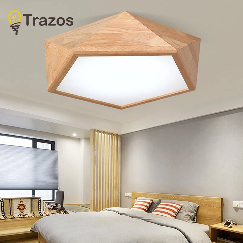 TRAZOS 2018 nuevo diseño moderno Led luces De Techo con madera marco Lamparas De Techo De estilo japonés para dormitorio