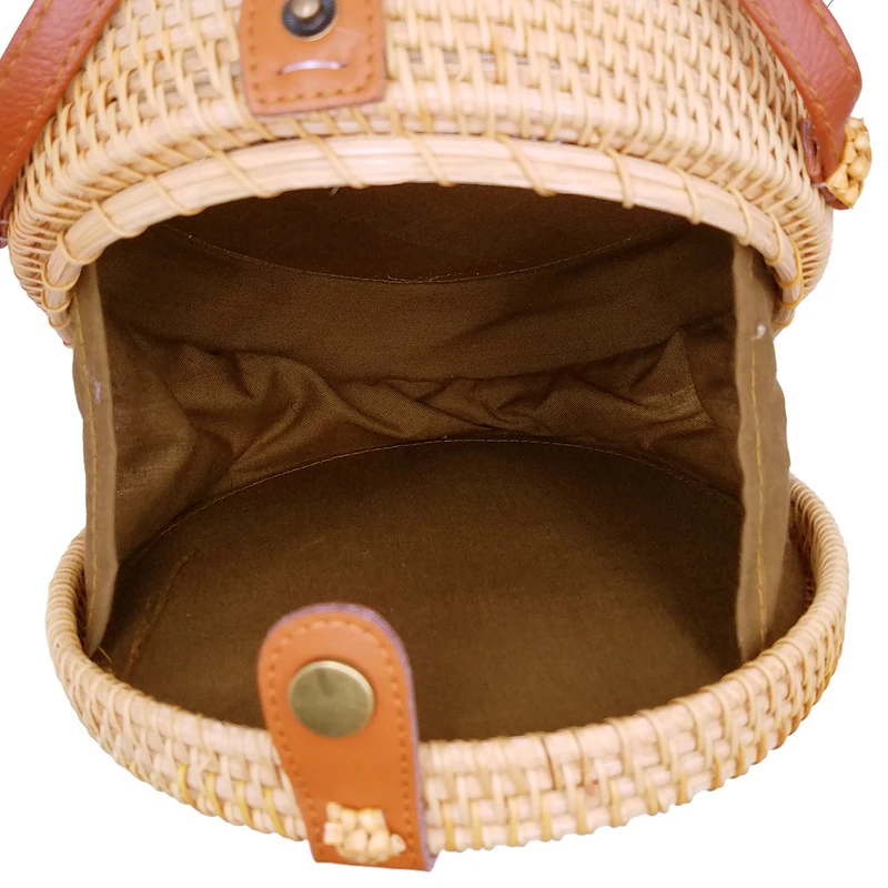 Bohemian Bali Rattan Bags for Women Small Circle Beach Handbags Summer Vintage Straw Bag Handmade messenger bag L26