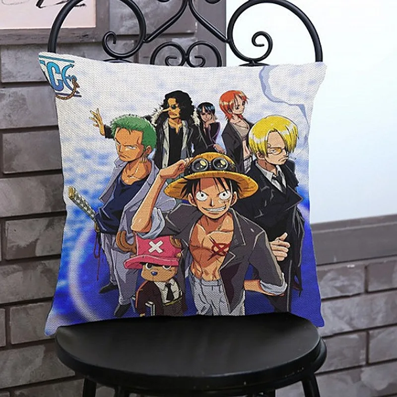 

19 Models ONE PIECE Cartoon Sofa Cushion Monkey D Luffy Zoro Sanji Print Throw Pillow Cotton Linen Home Decorative Almofada
