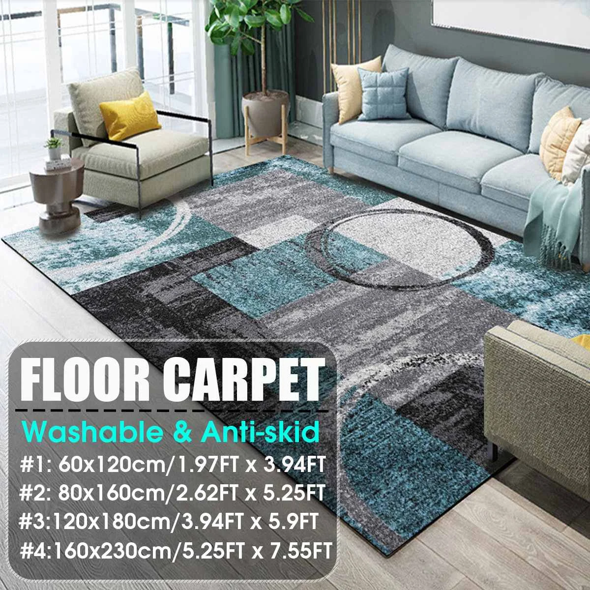 

Nordic Abstract Door Mat Living Room Carpets Printing Soft Carpet Coffee Table Mat Bedroom Non-slip Absorbent Polyester Rug