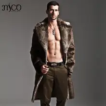 Кожаная мужская куртка из искусственного меха с длинным рукавом, Зимняя Толстая Двусторонняя куртка, модное мужское пальто, парка, большие размеры 3xl