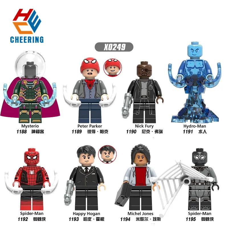 

Single Sale Figures Michel Jones Peter Parker Mysterio Nick Fury Hydro-Man Happy Hogan Building Blocks Toys for Children X0249
