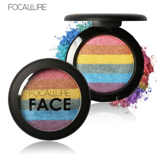 

FOCALLURE New Rainbow Highlighter Makeup Cosmetic Palette Blusher Shimmer Powder Contour Eyeshadow Face Change Highlight