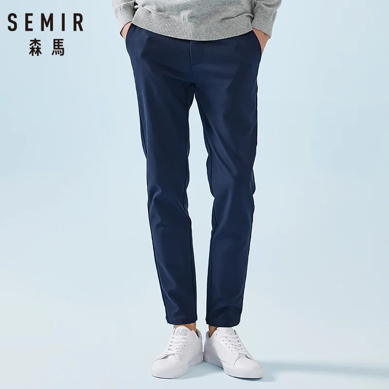 SEMIR мужские облегающие брюки хлопковые Чино с боковыми карманами и задними на
