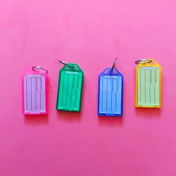 

100 pieces/lot Blank Plastic Keychains Rectangle luggage tag Insert Photo Keyrings key card number
