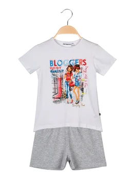 

MIX'N MATCH T-shirts printed designs and rhinestone + shorts-full cotton summer