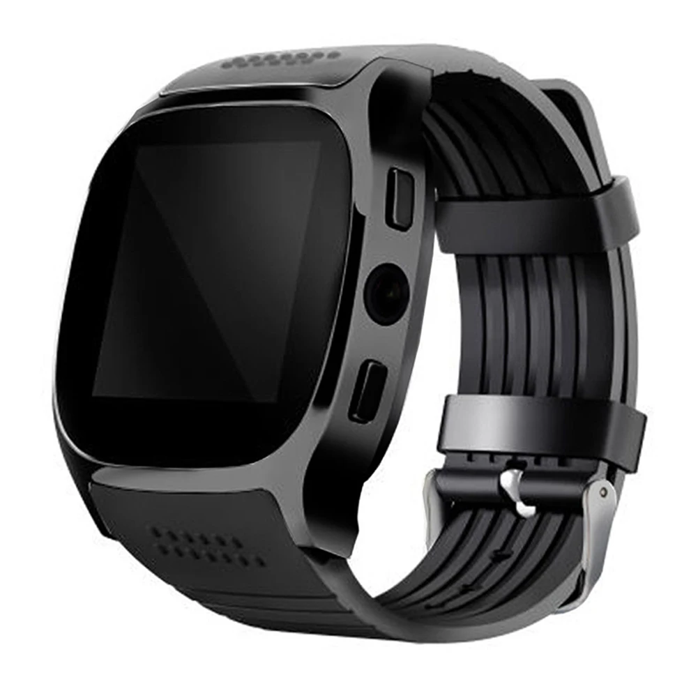 Bluetooth Смарт часы Smartwatch T8 Android телефонный звонок Relogio 2G GSM SIM TF карта камера для iPhone samsung HUAWEI PK DZ09 - Цвет: Черный