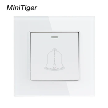 

Minitiger 1 Gang Doorbell Switch Luxury Crystal Tempered Glass Panel Push Button Wall Switch Interruptor 16A