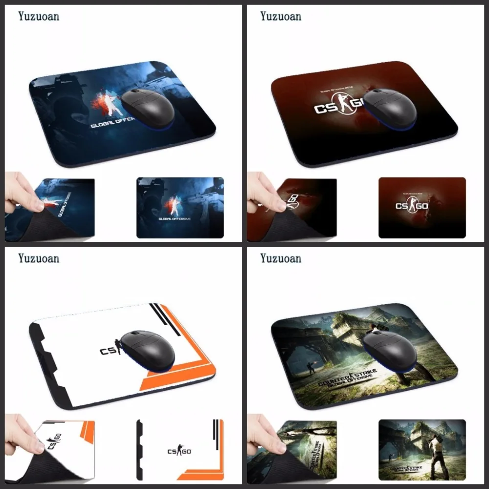 Yuzuoan Best Price Black Rubber Mousepad CSGO Sniper Print Mouse Mat Laptop Computer Gaming Mice Pads For Optical Laster Mats | Компьютеры
