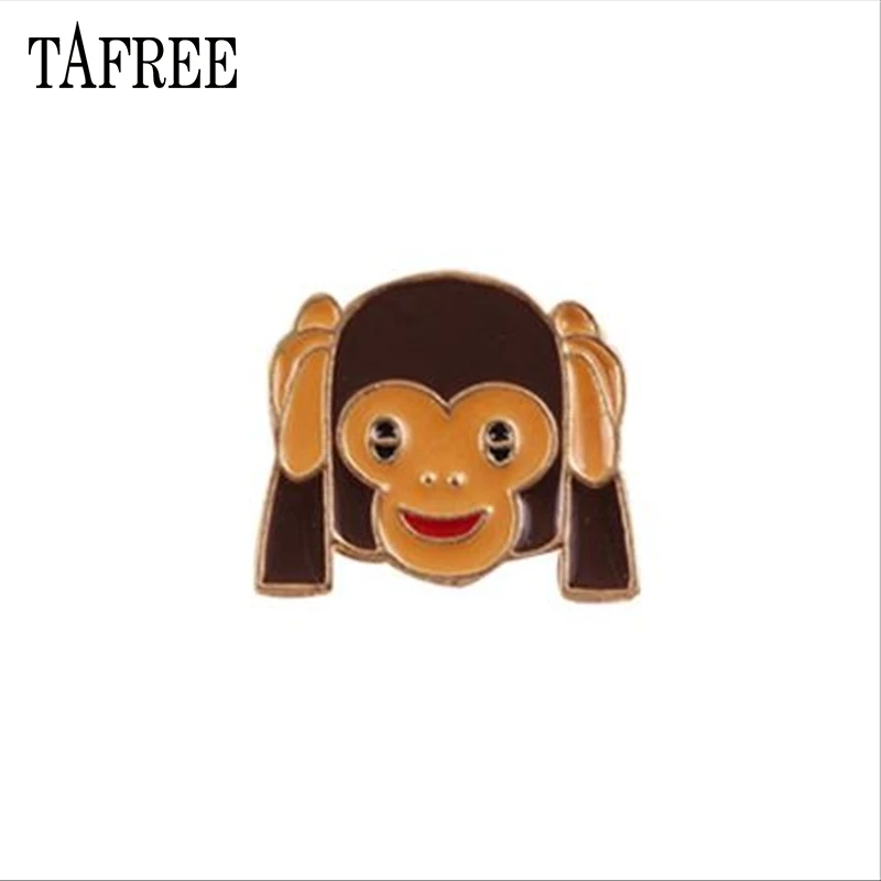 TAFREE очаровательное выражение обезьяны нагрудные булавки лицевая сторона, крышка рот, поднятие руки красочные эмалированные Броши коробки значок ювелирные изделия - Окраска металла: LP312
