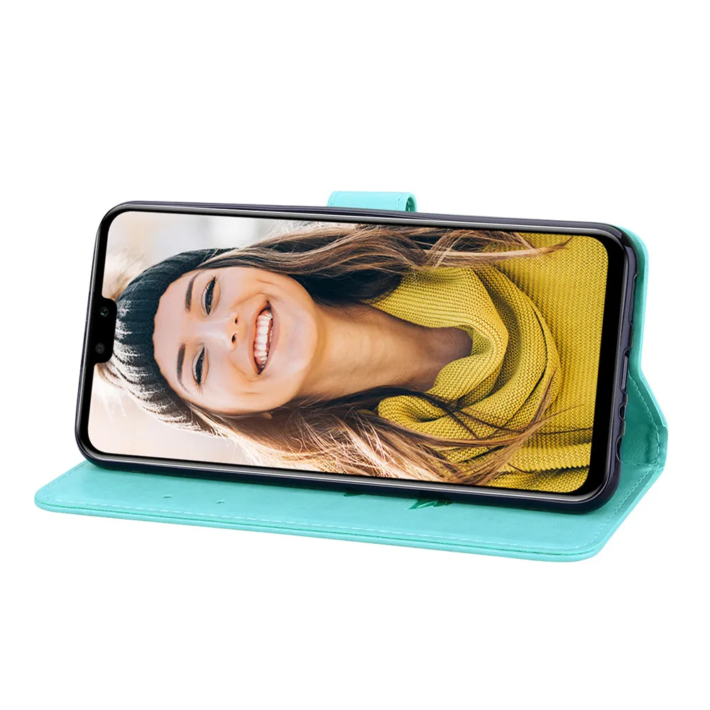 Для Huawei Y9 2019 Чехол Флип 6 5 дюймов 3D Цветочный узор кожаный бумажник книжка чехол