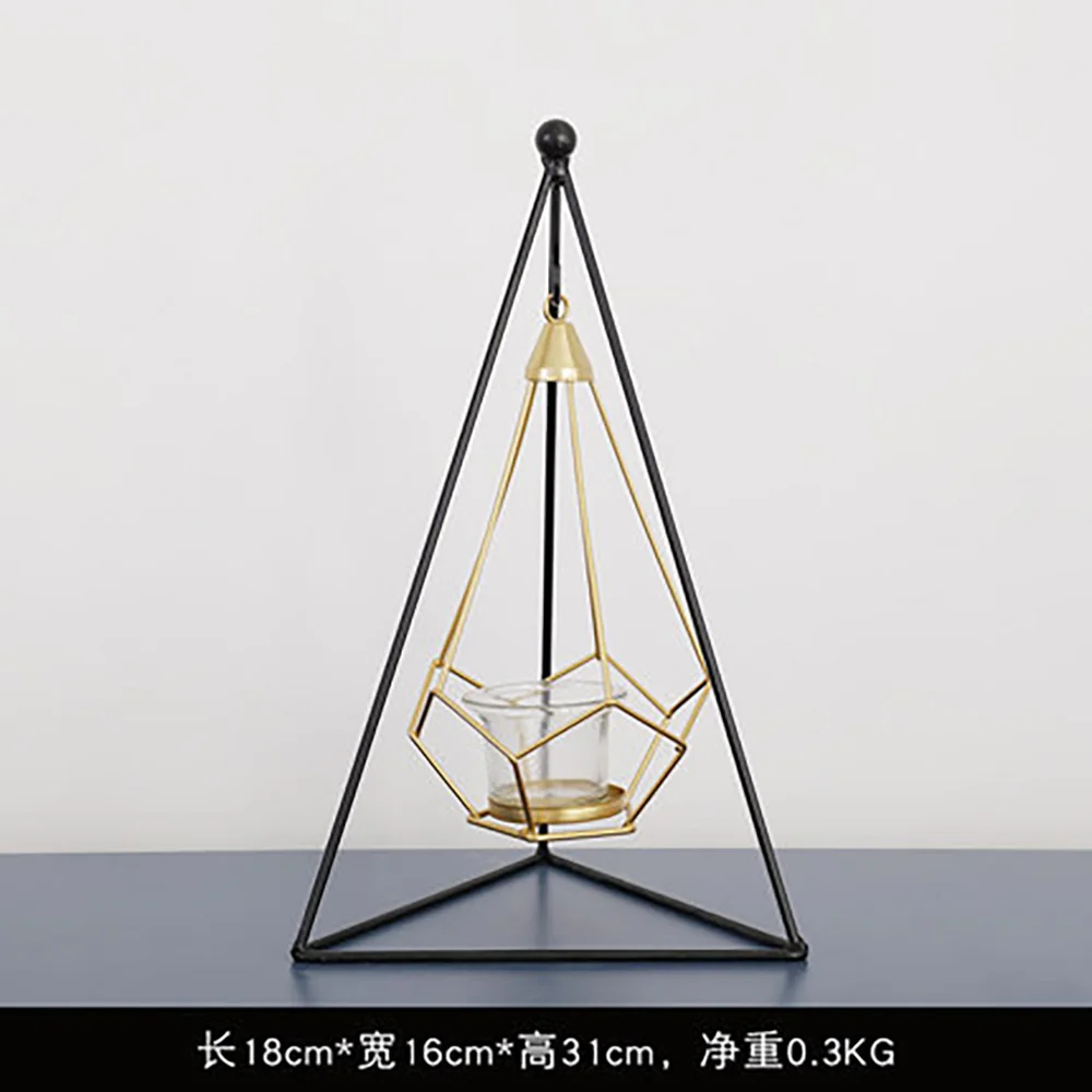 2019 Nordic Arte del Ferro Candeliere Artigianato Candelabri Portacandele di Vetro Bougie Del Basamento Della Decorazione Della Casa Romantico Appeso Glim Puntelli