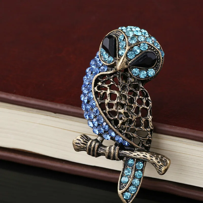 Blucome Vintage Owl Brooches For Men Jewelry Shiny 