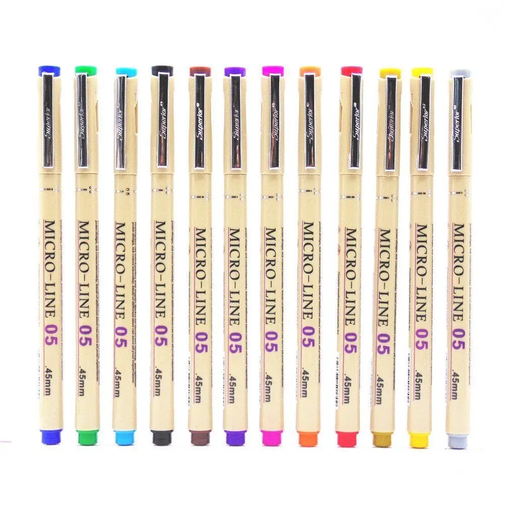 12 Color Fine Line Drawing Pen Non toxic Ink Art Hook Pen Micron Art