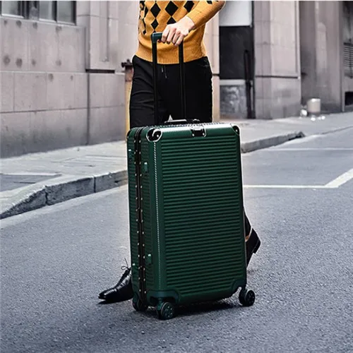 green CHENGZHI2" 24" 2" 29 дюймов алюминиевая рама жесткая дорожная чемодан на колеса большой емкости Дорожная сумка Поворотный Чемодан Сумки - Цвет: green