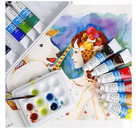 24Colors Winsor Newto Professional Water color paint Set watercolor Gouache Paints Hand Painted Fabric Textile Drawing Painting