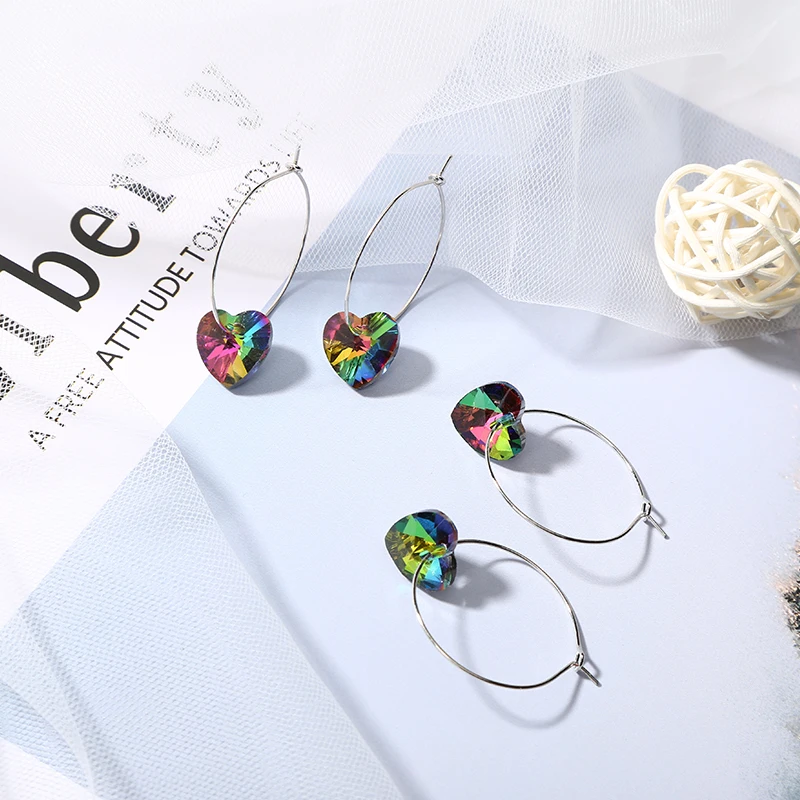 

Dazzling Color Irregular Section Love Heart Shape Ear Hoop Earrings For Women Girls jewelry Party Gifts