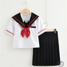 Fashion New Japanese School Student Uniform T-shirt + Skirts Navy Sailor Uniform School Girl OY-X704