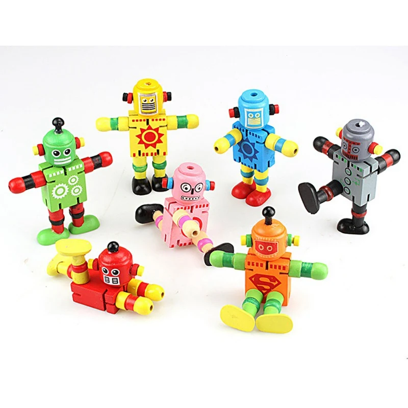 

Novelty Wooden Robot Toy Learning Transformation Colorful Wooden toy for kid Present Joint Moved Deformation Robot Toys