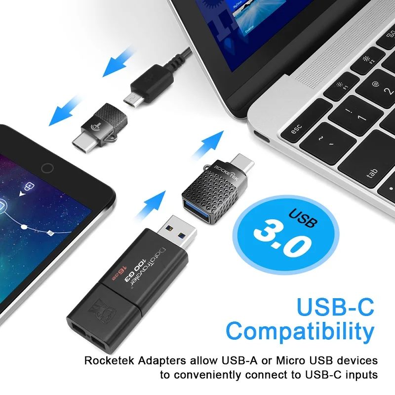 Rocketek micro-type c OTG USB C 3,0 адаптер алюминиевый телефон type-c аксессуары разъем для Xiaomi Oneplus LG Nexus 5X6 P