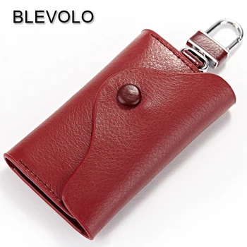 

BLEVOLO Brand Unisex Key Holder Wallets Cow Leather Car Key Housekeeper Wallet Soft Solid Men Women Keys Wallet Organizer Bags