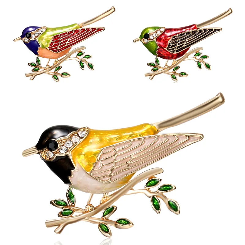 

Women Delicate Little Bird Sparrow Brooches Crystal Rhinestone Pin Brooch Enamel Brooches Jewelry Gifts For Women Men Brooch