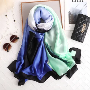 

LaMaxPa 2019 New Fashion Silk Scarf For Women/Ladies Long Soft Flower Printing Wraps and Shawls Summer Beach Female Foulard