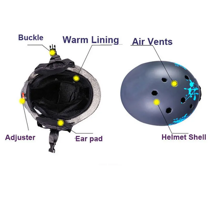 القمر التزلج على الجليد خوذة غطاء الخريف الشتاء الكبار الرجال لوح التزلج معدات الرياضة السلامة تزلج الخوذ مع نظارات 2 هدايا