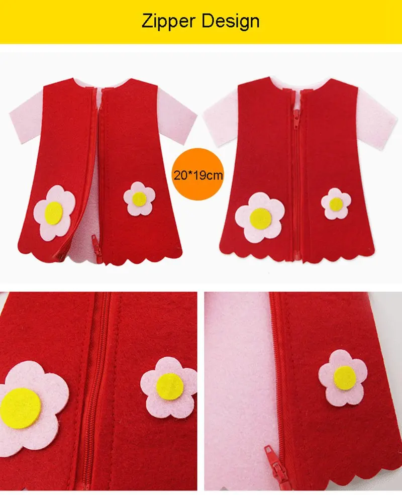  Felt Clothes Style for Kids Use Zipper/Learning Buckle Button Kindergarten Teaching Toys Intellectu - 32872831637