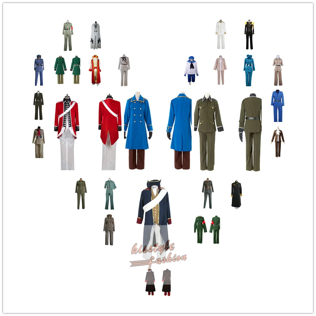 Hetalia Axis Powers APH ИТАЛИЯ Япония США Англия Франция Бельгия персонажи униформа косплей костюм, индивидуальные принимаются