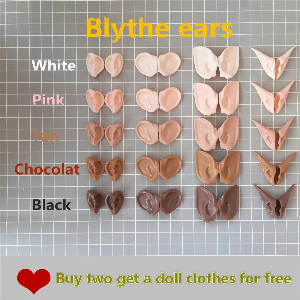 

Blyth dolls Elf/Human ears Resin material all kind of skin groove accessories wear earring decorate custom 1/6 toy change makeup