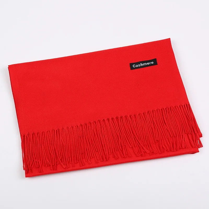 ZFQHJJ, классический Одноцветный кашемировый зимний шарф для женщин и мужчин, большой размер, 200x70 см, теплая шаль для шеи, подходит для мужчин и женщин, шарфы для влюбленных - Цвет: 1 China Red